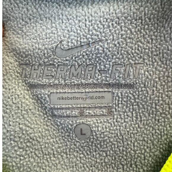 Nike Therma Fit Hoodie, Youth Boys Large, Full Zip, Gray Yellow Striped Volt - Picture 3 of 9